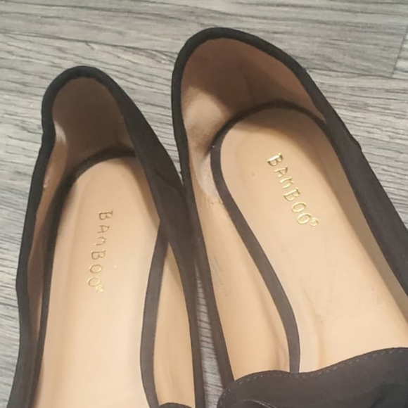 🌴Bamboo Justify-50 Bow Black Faux Suede Slip On Flats Size 10✌️ - Picture 12 of 14